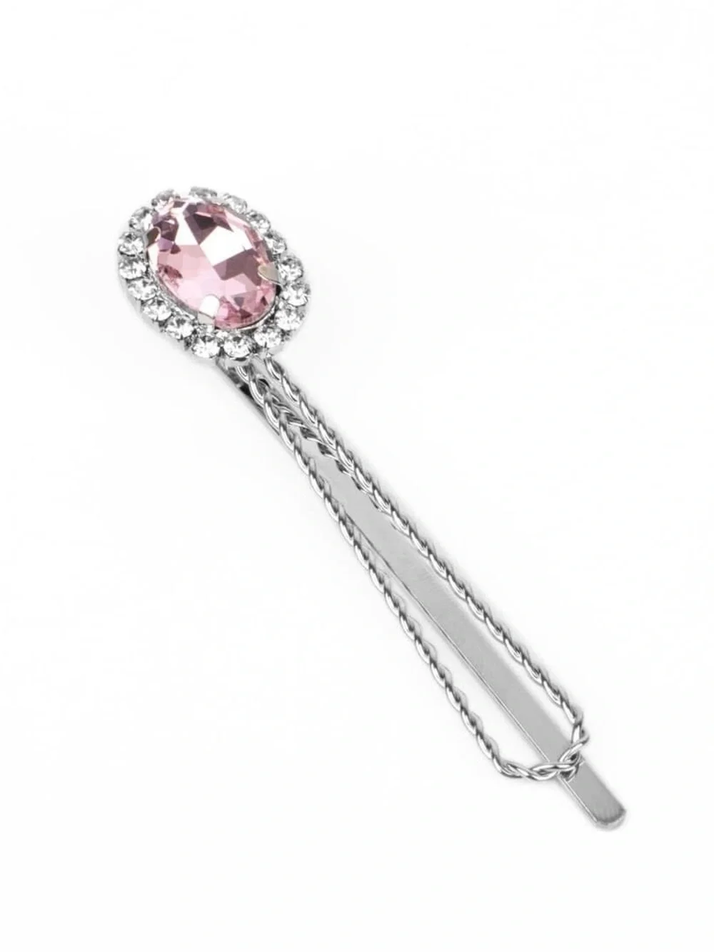 Baby pink crystal rhinestone silver hair pins